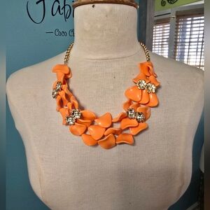Orange Floral Statement Necklace